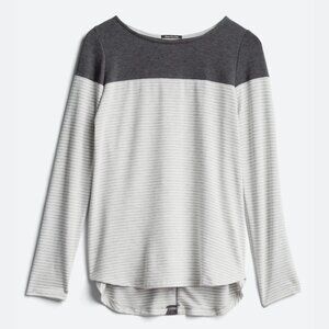 Pink Clover Gray Striped Long Sleeve Knit Top